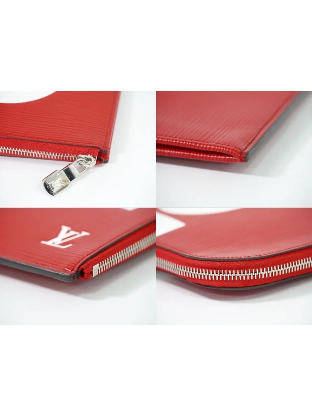 Louis Vuitton LV Supreme Pochette Jour GM Epi Leather Clutch Red White